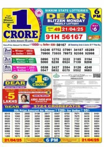 21 Tarikh Lottery Sambad 6PM