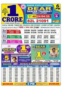 24 Tarikh Lottery Sambad 6PM